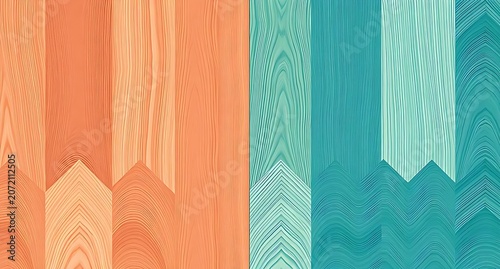 Vibrant wooden planks in warm orange and cool blue tones, showcasing natural grain patterns and smooth finishes, ideal for interior design, flooring, furniture, and artistic decor projects.