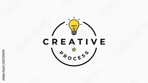 A circular logo with a yellow light bulb and text reading CREATIVEPROCES on a white background