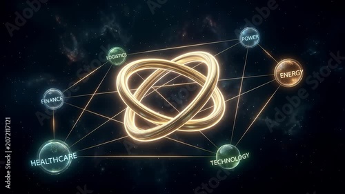 Global Industry Datamesh Network Connecting Sectors. 4K Video