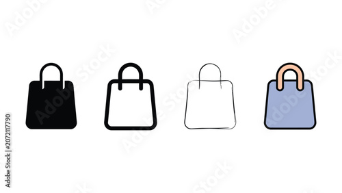 Shopping bag icon evolution set editable vector