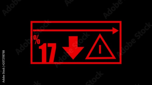 17 % Car Dashboard Warning Indicators Animation – Fuel Level, Percentage and Alert Symbols Loop