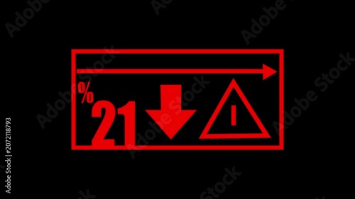 21 % Car Dashboard Warning Indicators Animation – Fuel Level, Percentage and Alert Symbols Loop