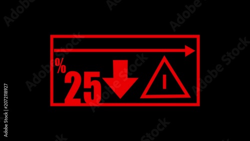 25% Car Dashboard Warning Indicators Animation – Fuel Level, Percentage and Alert Symbols Loop