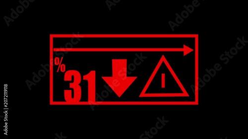 31 % Car Dashboard Warning Indicators Animation – Fuel Level, Percentage and Alert Symbols Loop