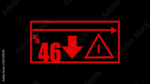 46 % Car Dashboard Warning Indicators Animation – Fuel Level, Percentage and Alert Symbols Loop