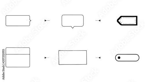 Various speech bubble shapes and interactive toggle button control elements for web design interface layout presented on neutral checkered background asset.