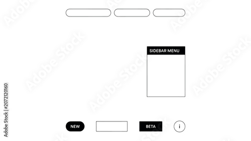 Clean website user interface layout components including sidebar menu buttons and information panels for web application dashboard and digital navigation.