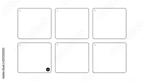 Minimalist square frame UI elements for website video content overlay layout and user experience interface components isolated on transparent background.