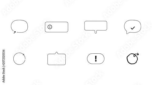 Hand drawn style message bubbles and notification icons for sketch design projects information alerts and feedback systems on transparent background.