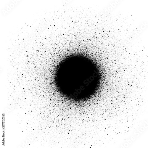 Black spray paint circle texture isolated on transparent background