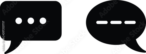 Photos Black chat bubbles with white text placeholders on white background, speech bubb
