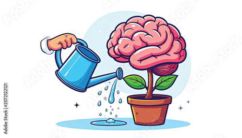Brain Flower in Pot Being Watered.