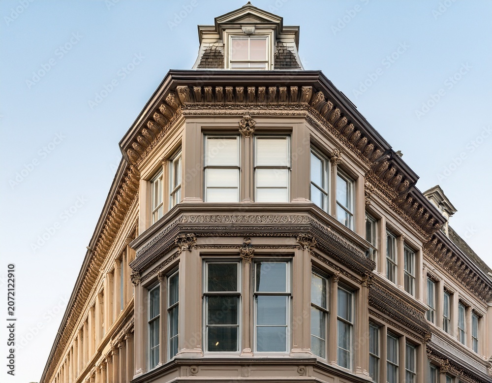 Fototapeta premium classic victorian sash window elevation with decorative moldings historical architecture