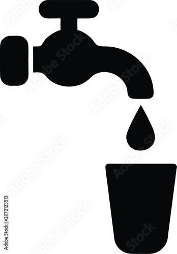 Clean Drinking Water Access System With Sustainable Faucet Flow And Safe Household Hydration Solution Vector