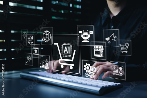 Canvas Print AI ecommerce automation and online shopping platform concept