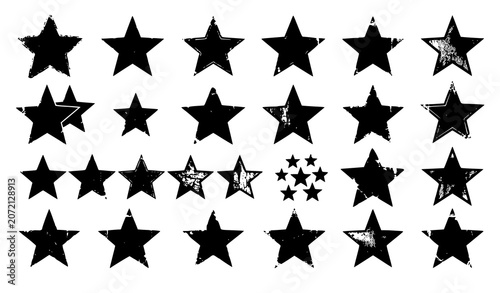 Foto Grunge star shapes collection with distressed vintage rating symbols