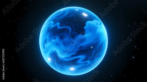 Mysterious blue planet in deep space