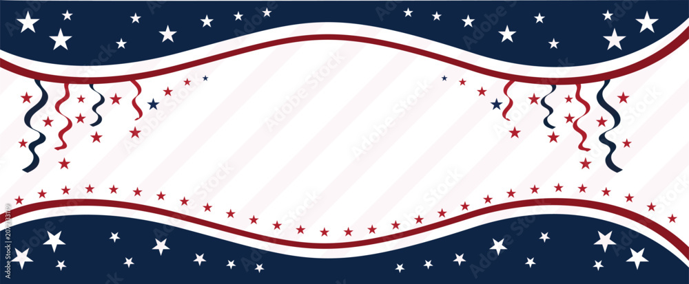 Fototapeta premium America Anniversary Patriotic banner, poster with red, white, and blue colors and star design on white background