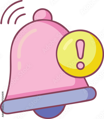 Colorful cartoon bell with exclamation mark