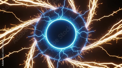 Glowing Blue Neon Energy Portal Background