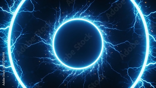 Glowing Blue Neon Energy Portal Background
