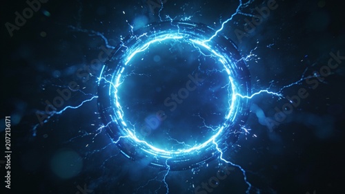 Glowing Blue Neon Energy Portal Background