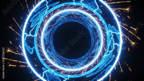 Glowing Blue Neon Energy Portal Background
