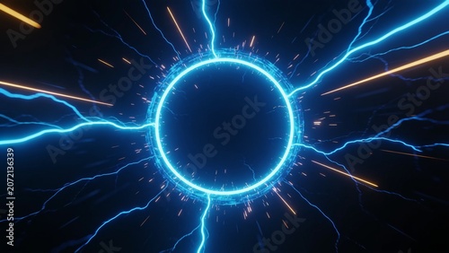 Glowing Blue Neon Energy Portal Background