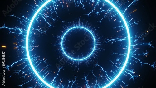 Glowing Blue Neon Energy Portal Background