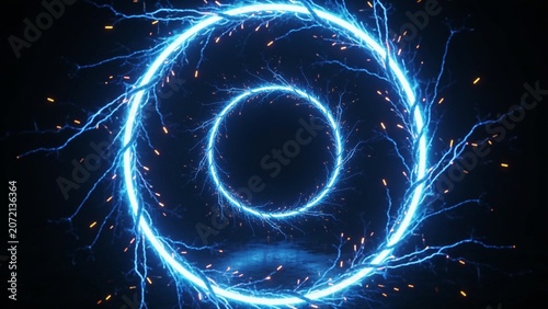 Glowing Blue Neon Energy Portal Background