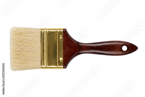 Photos Professional wide paintbrush with wooden handle and gold ferrule