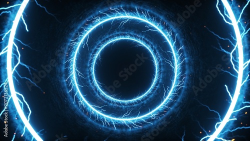 Glowing Blue Neon Energy Portal Background