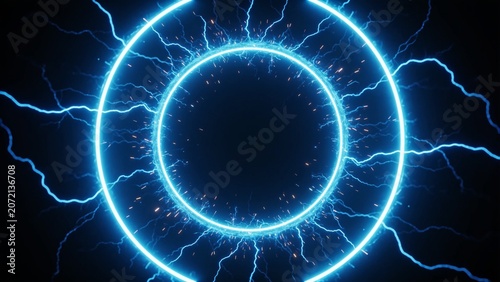 Glowing Blue Neon Energy Portal Background