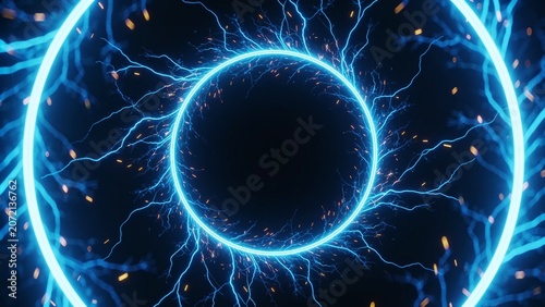 Glowing Blue Neon Energy Portal Background