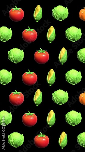 3D vegetables Background Animation