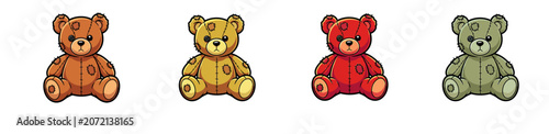 Colorful cartoon teddy bears in various shades and styles  
