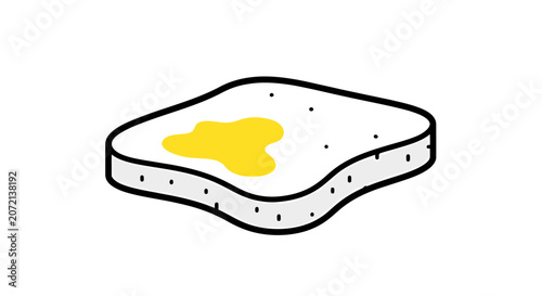 Fried egg on toasted bread in minimalist style  