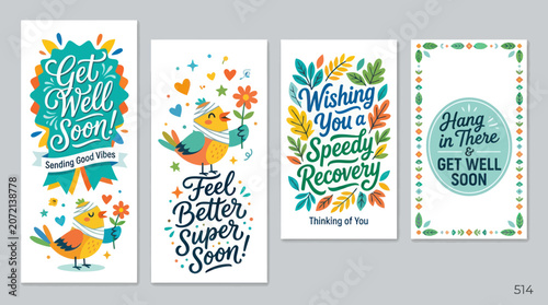 Fotografie Get well soon greeting cards collection