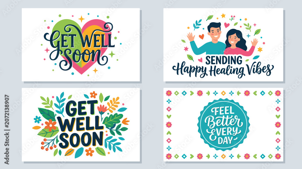 Naklejka premium Get well soon healing wishes design