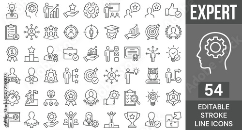 Konstfotografi Expert icon set. Editable line icons. Vector illustration.