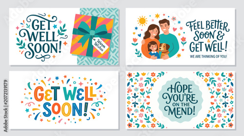 Bild auf Leinwand Get well soon messages with graphics