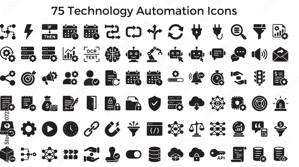 Obraz premium Technology Automation Icons on Background
