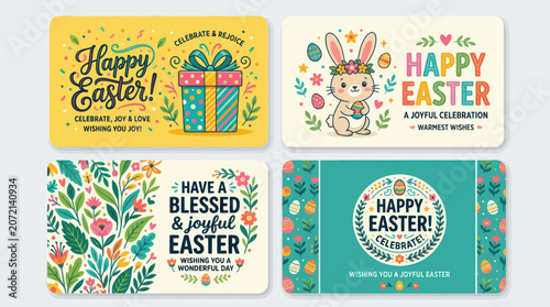 Happy easter greeting card collection