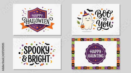Happy halloween festive greetings and illustrations
