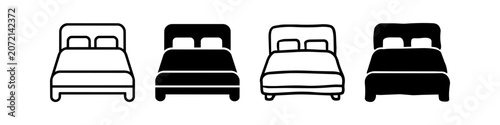 Foto Vector illustration set of double bed icons in outline and solid styles