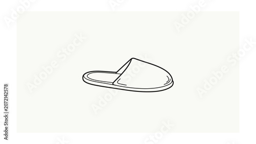 Outline drawing of a single slipper with line art, shoe wear