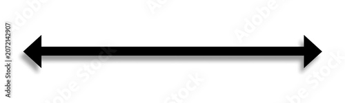 Konstfotografi ​A black double headed arrow pointing left and right with shadow on a white back
