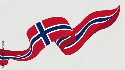 Norwegian flag ribbon abstract motion design