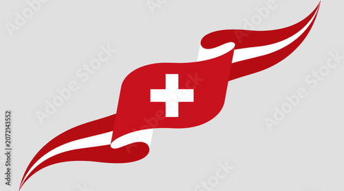 Cuadro en lienzo Red ribbon with white cross symbol