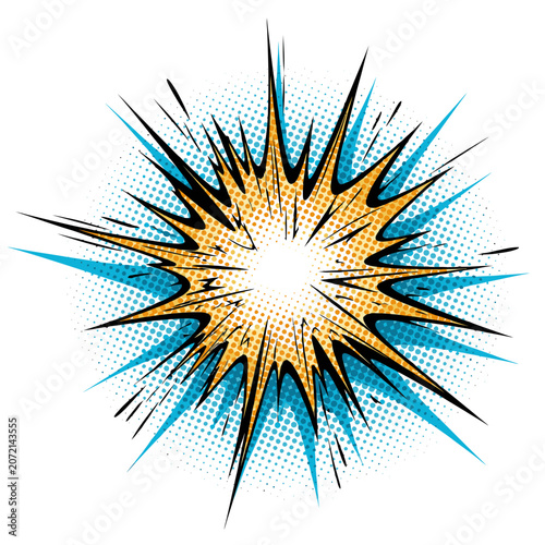 Explosion effect, comic book style burst, dynamic energy blast